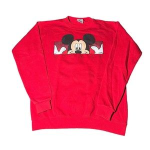 Disney Mickey Mouse The Disney Store Red Crew Neck Sweater Womens Size Small